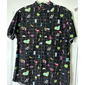 Massive Brand Shirt Men's Large Black 80's Pop Culture Graphic‎ Shapes Summer
